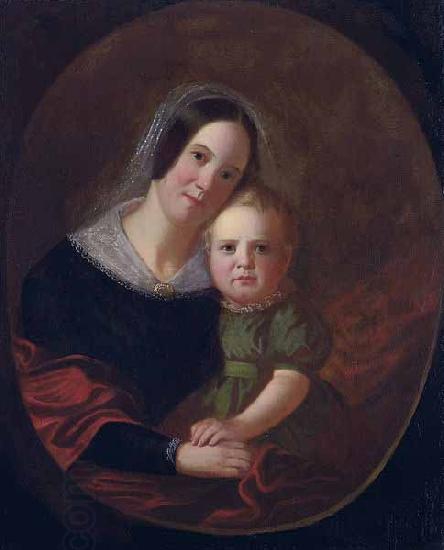 George Caleb Bingham Mrs George Caleb Bingham (Sarah Elizabeth Hutchison) and son, Newton China oil painting art